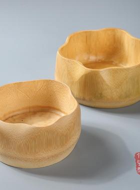 竹编荷叶碗新中式竹木竹子碗功夫茶具茶碗竹碗荷花碗蒸饭竹根碗