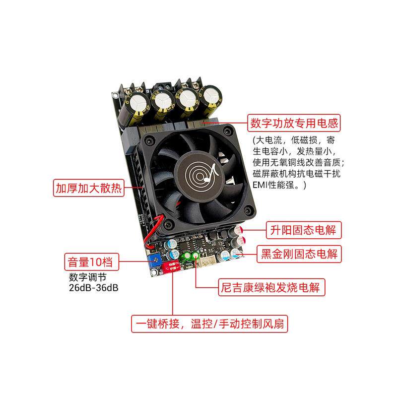 hifi立体声TPA3255芯片纯后级数字功放主板D类大功率300W支持桥接