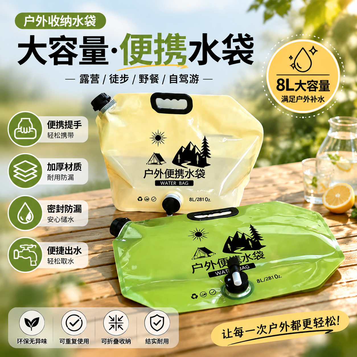 蓄水便携折叠饮水多功能组合工具