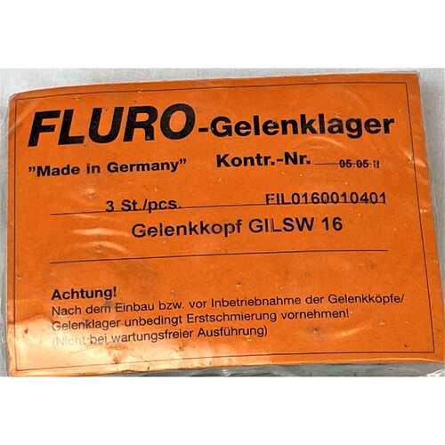 Fluro 杆端关节轴承 GILSW 8 公制螺纹 左旋螺纹 M8X1.0 GILSW8X1