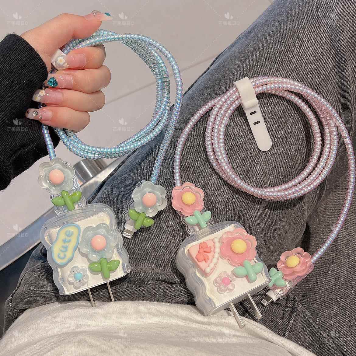 适用苹 果iphone15promax数据线 线保护套16充电器头14快充20w壳13女