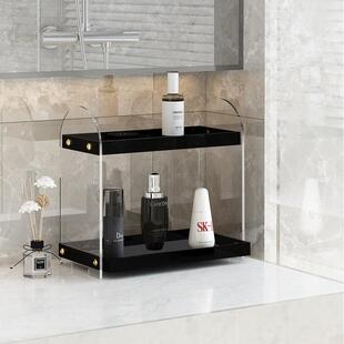 轻奢化妆室台面浴室压克力护肤品置物架子桌面免安装化妆品收纳盒