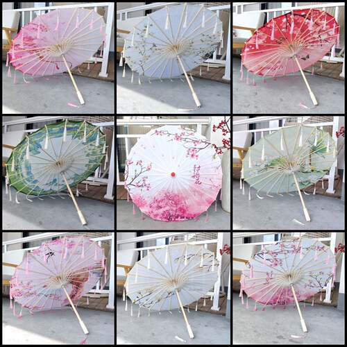 油纸伞古风道具花瓣流苏伞绸布伞拍照汉服伞舞蹈伞古典走秀演出伞