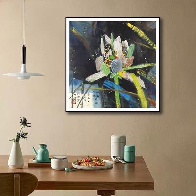 黄永玉荷花挂画新中式客厅装饰画书房壁画茶室餐厅禅意水墨国画