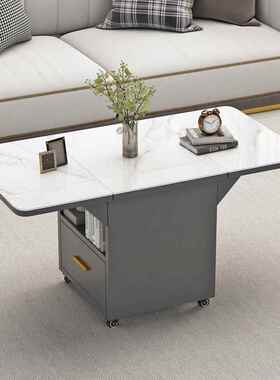 轻奢岩板可移折动叠头柜卧客厅茶几边OUX室几多功能床储物柜吃饭