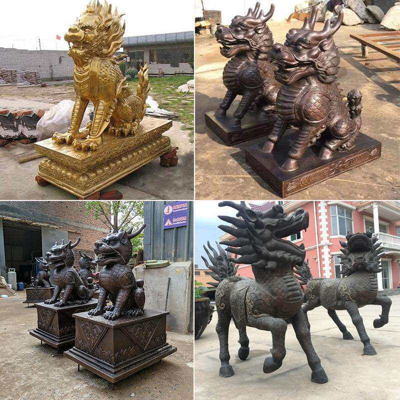 厂家供应各种铸铜动物雕塑铜麒麟雕塑一对家居工艺品麒金属麟摆件