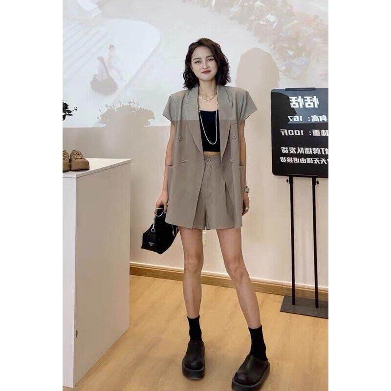 LILY MOST夏高级感短袖西装套装女韩版休闲薄款西服短裤两件套潮
