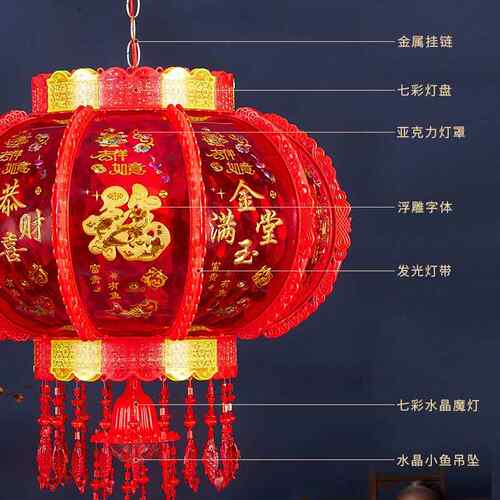 026新款旋灯笼挂件口七彩led走RMG马灯阳2台大门宫灯挂转饰新年装