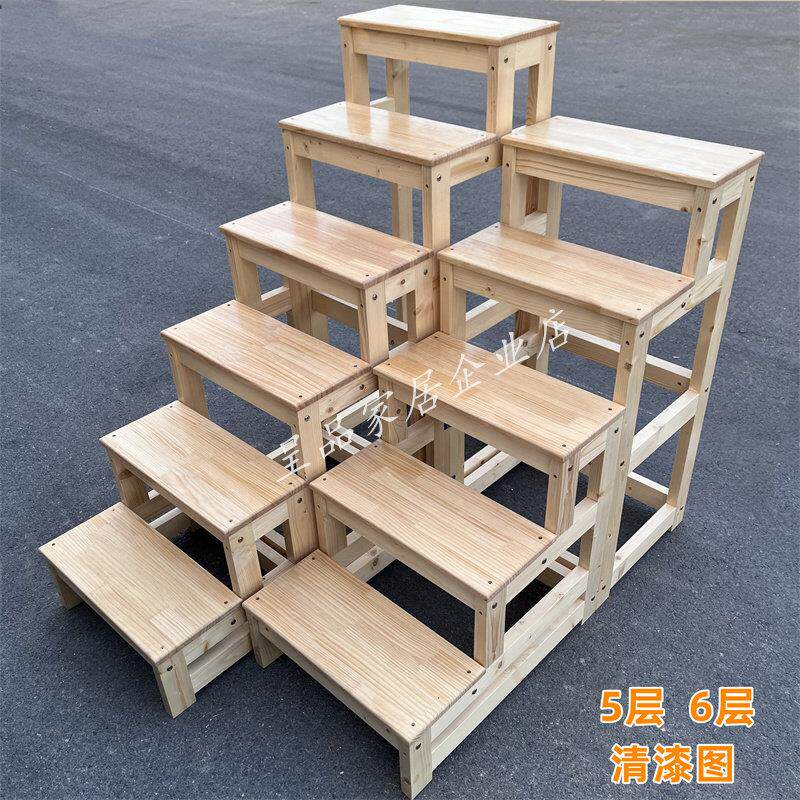 实木梯凳两三四步楼梯登高梯踏步家用梯子爬高梯阳台飘窗台阶脚踏