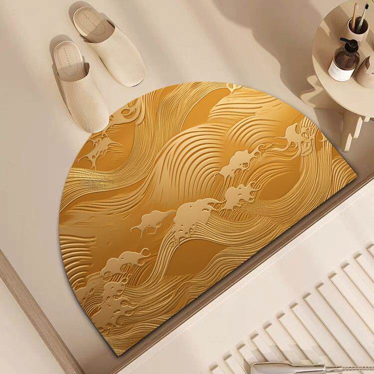 半圆形硅藻泥地垫土黄色浴室吸水防滑垫厨房卫生间门口速干脚垫