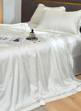 桑蚕丝夏凉被四件套大豆纤维60支兰精天丝提花空凋被夏季a类薄款