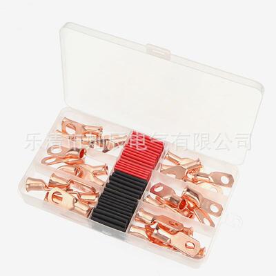 60pcs美规铜鼻子盒装 30pcs铜鼻子接线端子+热缩管G管3:1黑红色