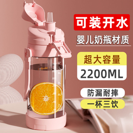 吸管水杯大容量耐高温水瓶便携水壶2024女生高颜值喝水杯子2L