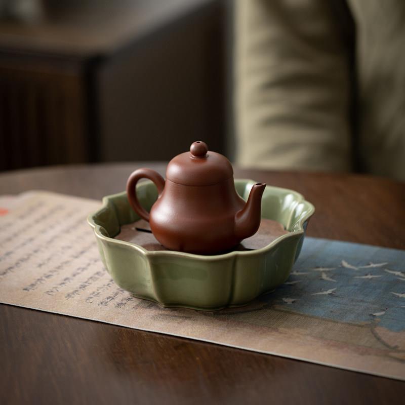 青瓷壶承储水茶托盘陶瓷干泡台茶盘功夫茶具茶承盘茶壶垫子零配件
