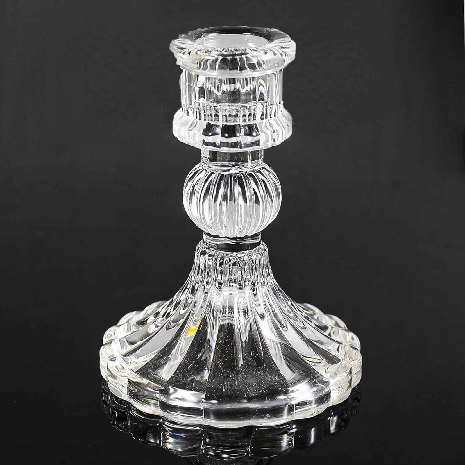 玻璃烛台 欧美水晶复古蜡烛台晚餐布置婚庆道具ins风浪漫餐桌摆件