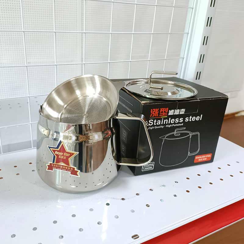 304不锈钢滤油壶厨房家用商用油壶油炸锅分离油渣带炸篮滤网