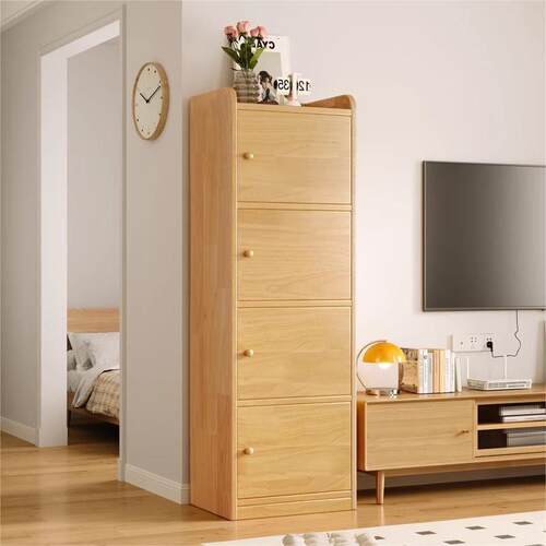 实木飘窗收纳柜书架落地置物架转角储物柜防尘书柜一体夹缝窄柜子