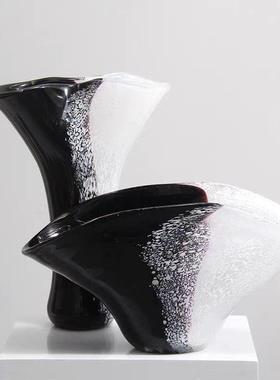 中古黄色镂琉璃花瓶样板间售楼处客厅0241沙发几玄边风关大口径花