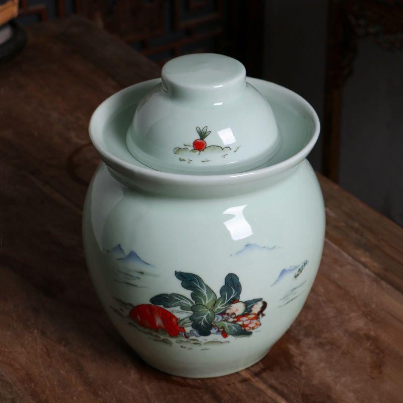 景德镇泡菜坛子家用土陶腌菜酸菜咸菜罐陶瓷老式四川加厚密封带盖