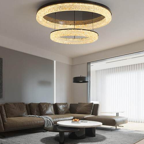 全铜轻奢客厅吸顶灯简约现代大气圆形树脂楼餐厅卧室大厅灯具