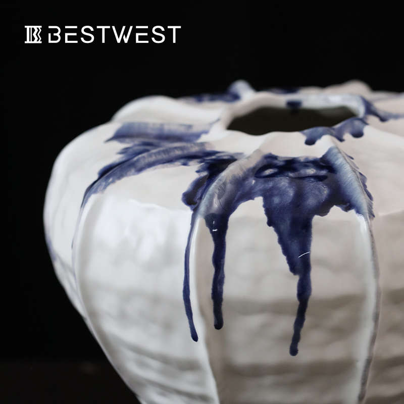 博西家居中式花瓶景德镇陶瓷摆件干花水培复古创意大号陶罐侘寂风