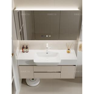 2025新款奶油风肤感大肚一体盆小户型卫生间洗手洗脸盆浴室柜组合