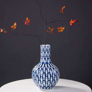 秦花瓶陶瓷瓶景德镇新装饰中式鱼花瓶酒柜高级瓷器华客厅感摆件