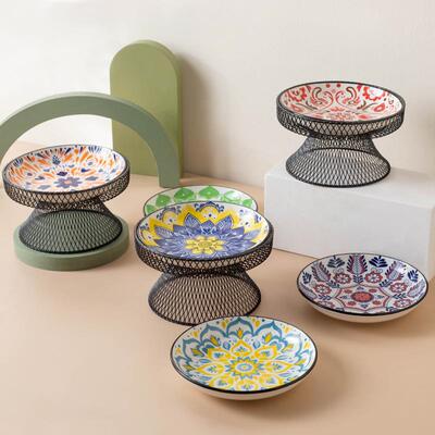 Bohemian Cat Bowl HighNeck Design Elevated Slow Feeder Cat
