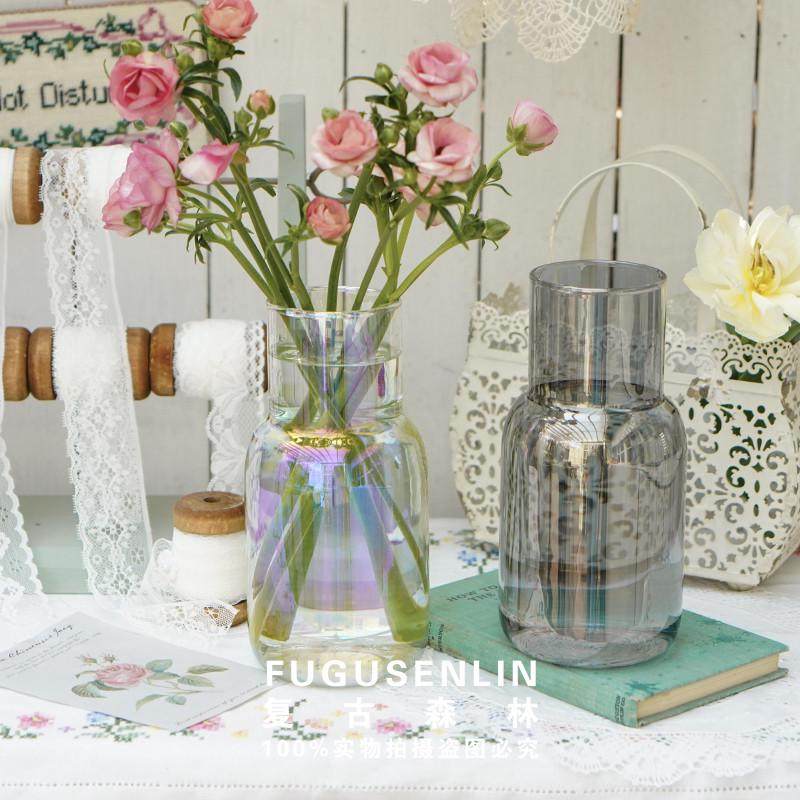 北欧INS简约透明玻璃水培干鲜花束插大口径花瓶居家桌面装饰花器,家居饰品,花瓶,淘宝优惠券,粉丝福利购,淘宝优惠卷