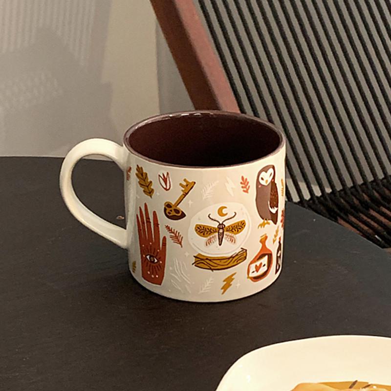 家用杯值礼心水涂鸦魔法手杯咖啡杯少女杯子马克可爱高伴猫陶瓷颜