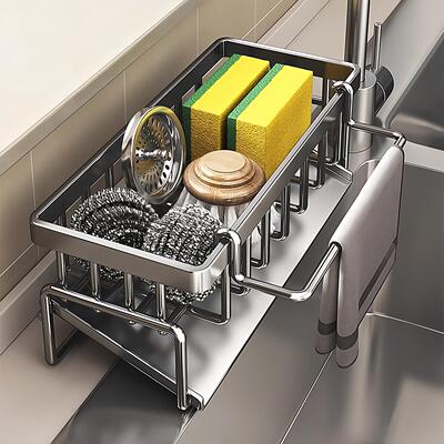 Kitchen Storage Rack with Drip Tray for Wet Cloths, Carbon S