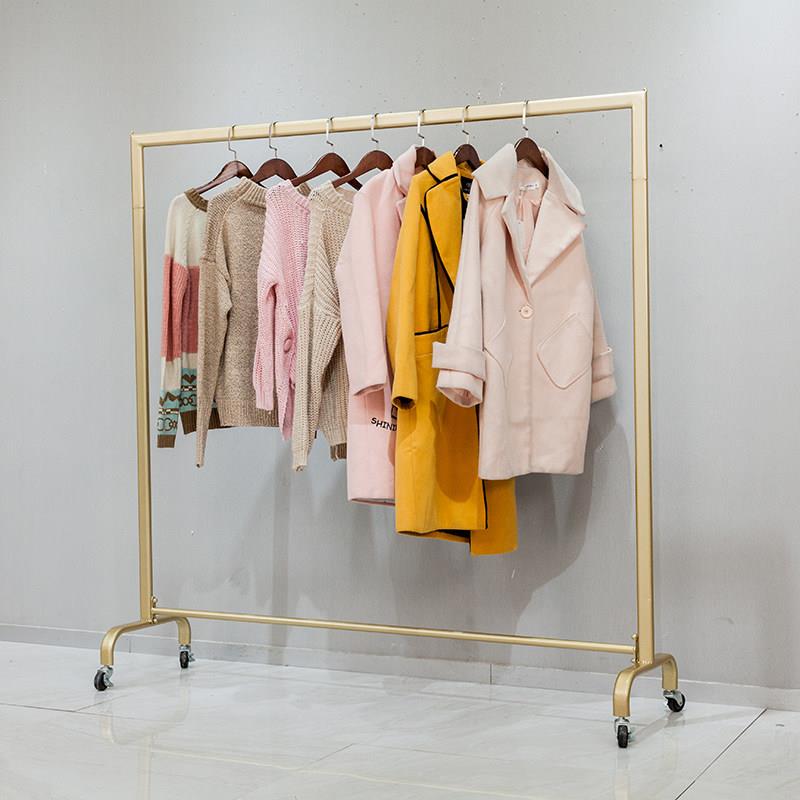 加粗服装店展示架网红陈列架夜市摆摊挂衣架家用衣服架移动带轮子