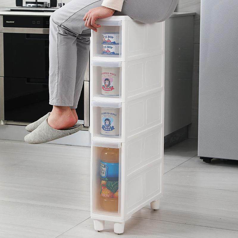夹缝柜收纳柜抽屉式塑料透明储物柜厨房卫生间16CM20CM缝隙柜奥跃
