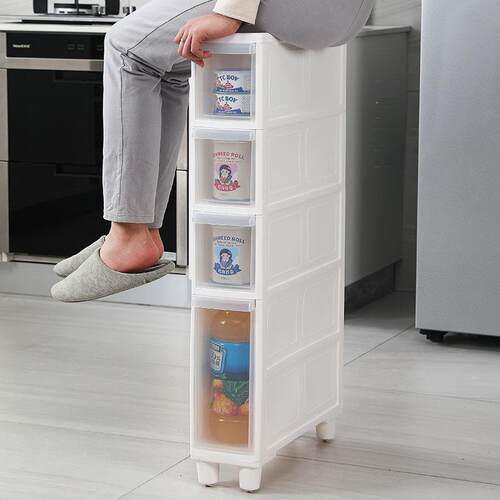 夹缝柜收纳柜抽屉式塑料透明储物柜厨房卫生间16CM20CM缝隙柜奥跃