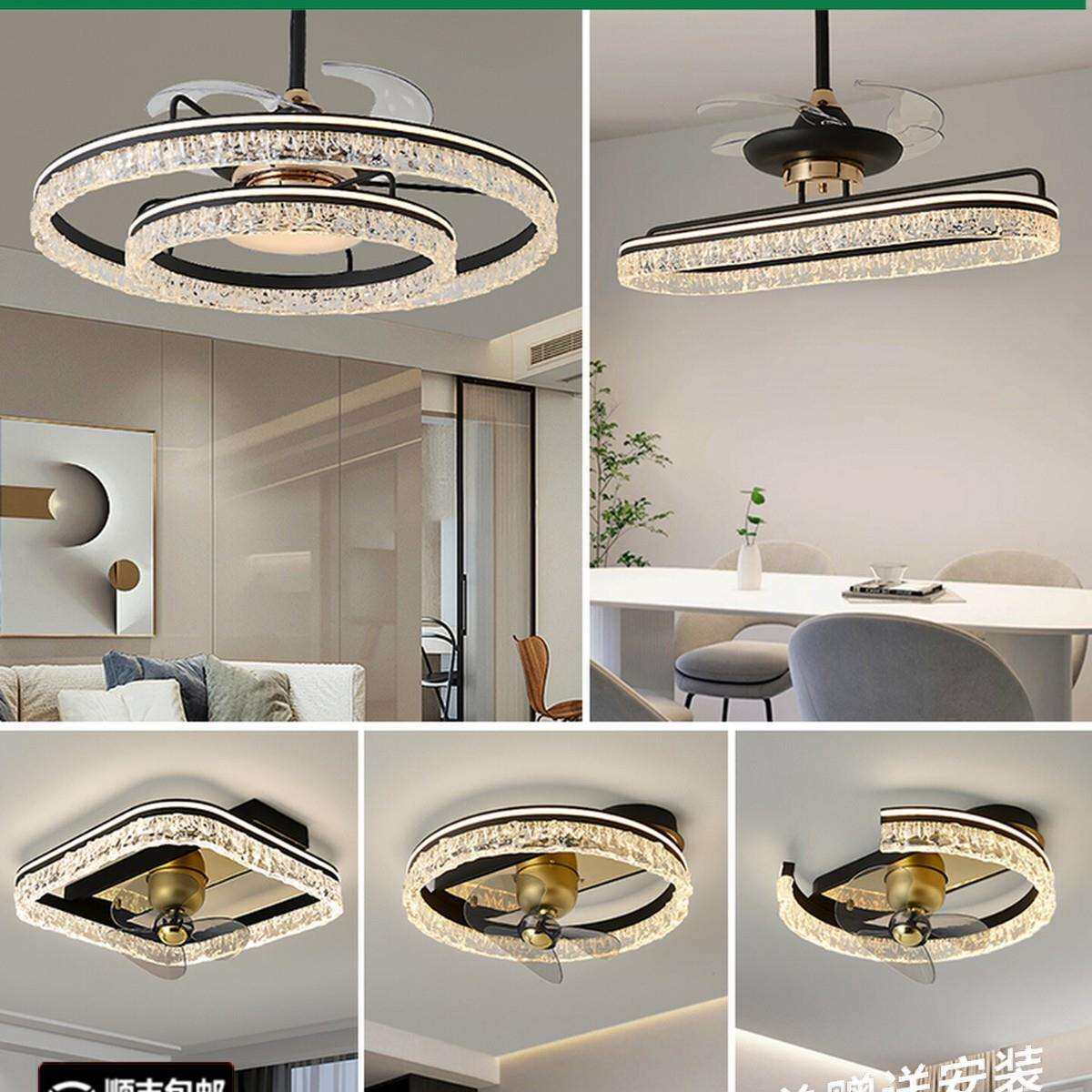隐形风扇灯2026新款意式轻奢一体吊扇灯led客厅主灯套餐吸顶灯具