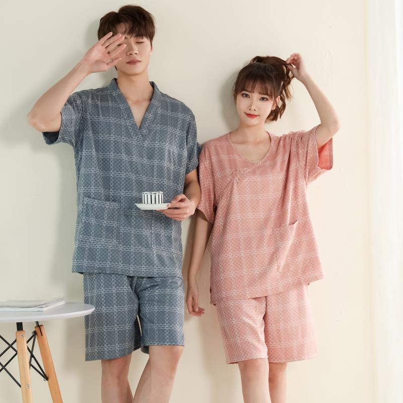 纯棉麻汗蒸服女情侣款大码高档时尚浴服男汉蒸洗浴中心按摩桑拿服