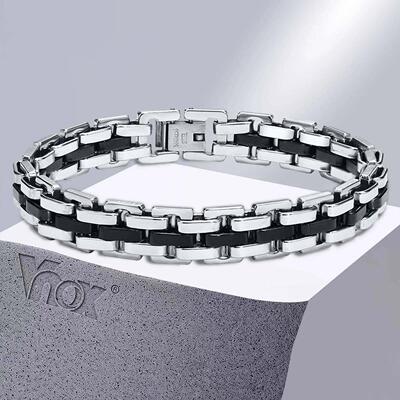 Vnox Stylish Strap Chain Bracelets for Men Boys Gift Jewelry