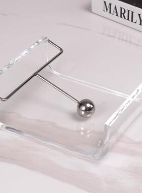 现代轻奢亚克力定点纸巾架酒店客厅餐厅桌面方巾纸收纳架高档摆件