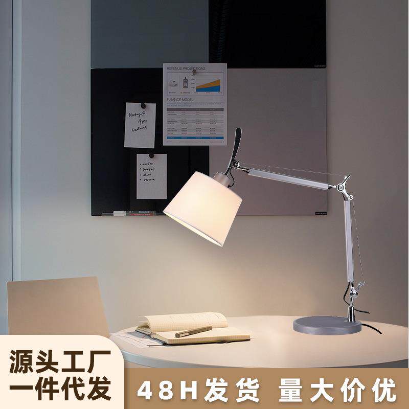现代简约双臂折叠台灯酒店民宿客厅沙发布罩阅读台灯卧室床头台灯