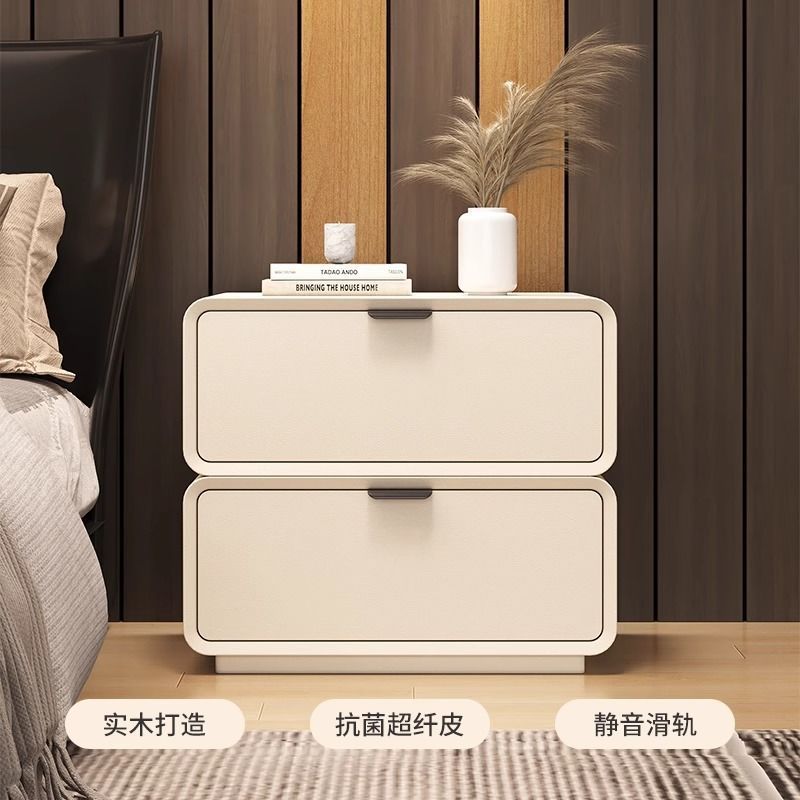 全实木床头柜简约现代小型轻奢奶油风床头收纳卧室家用储物床边柜