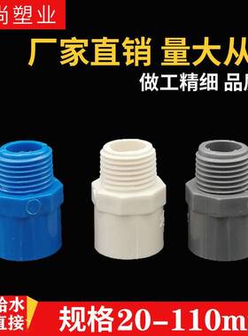 PC给水管外牙直接接 直通V外丝头20 25 32 40 50 63 75白蓝灰色螺