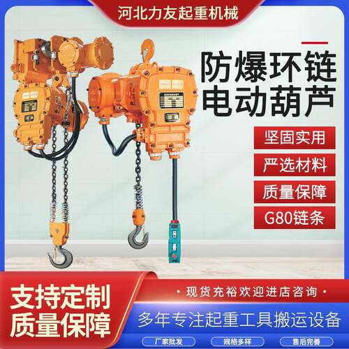 防爆环链电动葫芦1t2t3t5t挂钩固定式运行式粉尘防爆遥控电动葫芦