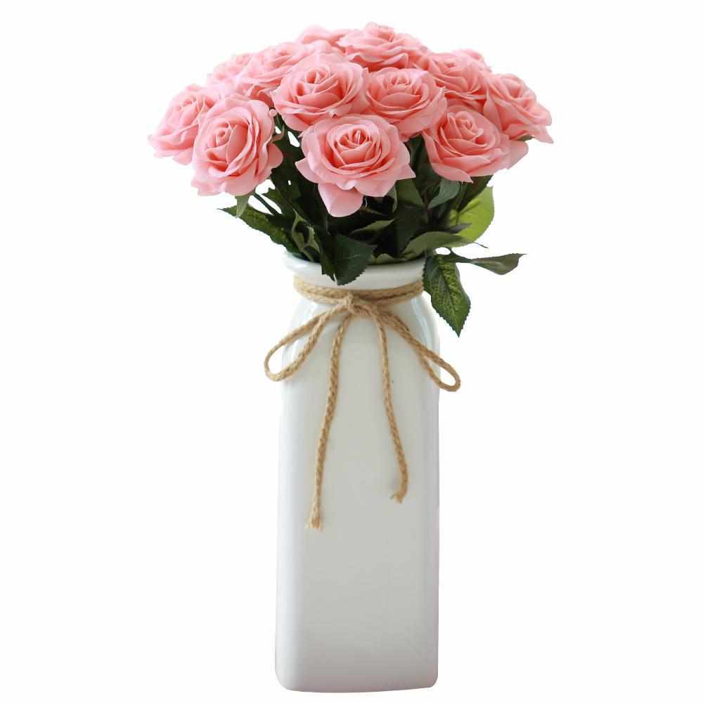 玫瑰仿真假花保湿手感客厅卧室餐桌面浪漫家居装饰摆件插干花束高