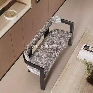 桌款设计师实木餐椅古软包长凳法式复古白中蜡木扶手椅子家用cx书