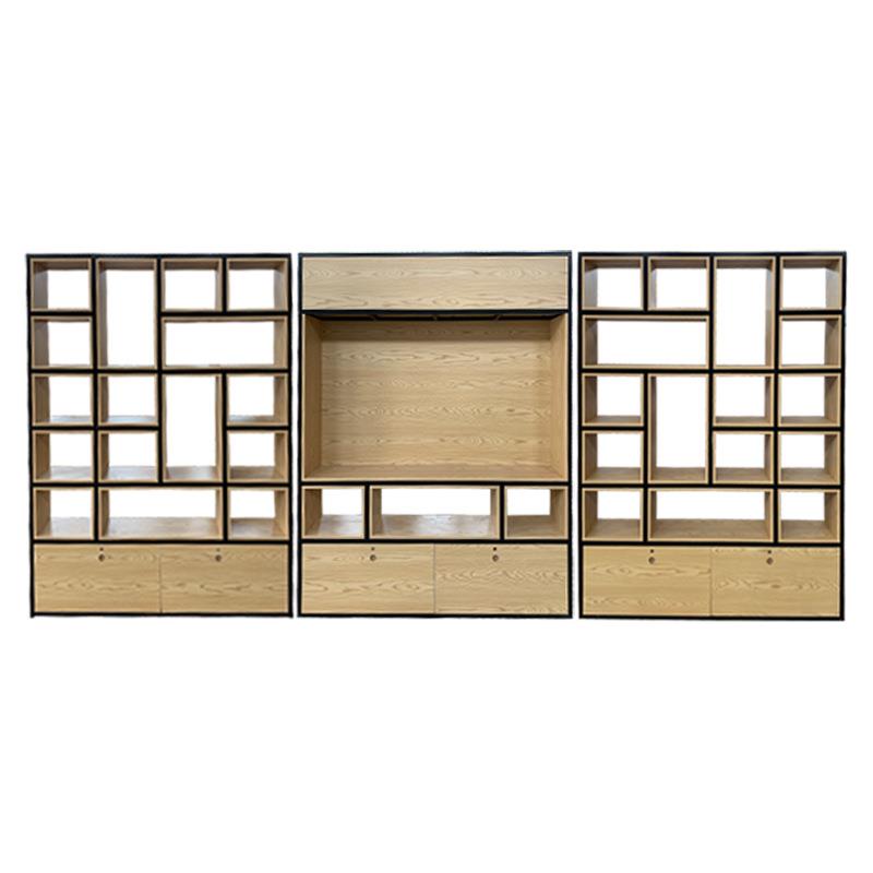 双面透明展柜组合柜铁艺展示架艺术品柜装饰橱窗柜钢木结合展示柜