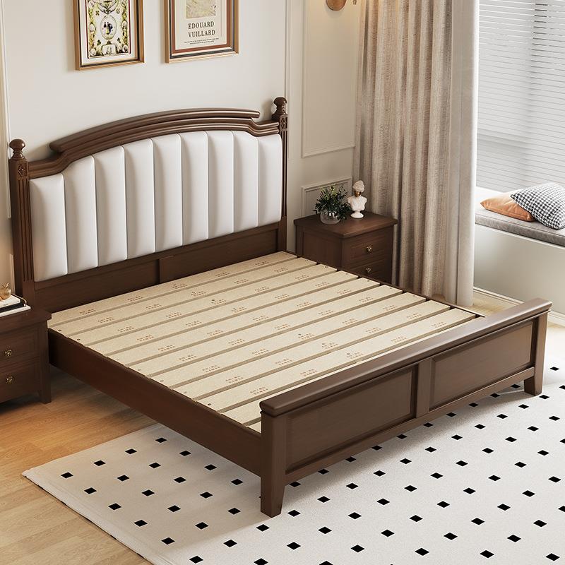 人复美式轻奢实古AOH木床主卧81.5米1.双床现代简约软靠床卧室婚