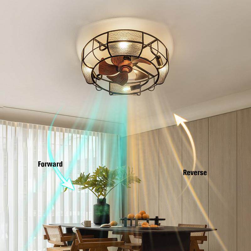 扇美式风扇灯复古吊一灯灯扇772书体卧室房铁艺吸顶灯带风扇19寸