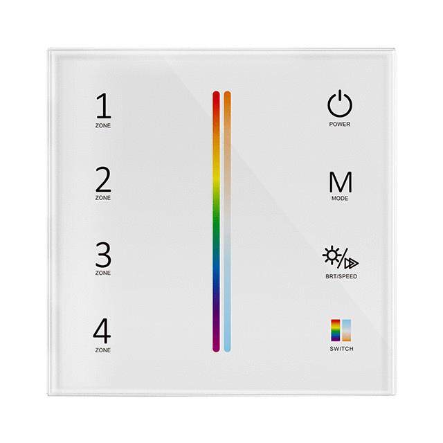 4区 AC100-240V 无线调光/色温/RGB/RGBW/RGB+CCT DMX主控触摸面