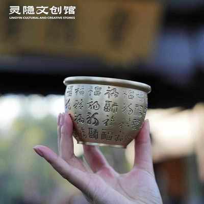 摆件桌面灵隐办公玄关小米缸新款摆件招财聚宝盆百聚财摆件缸黄铜