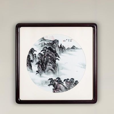 高端山静日辰瓷板画 高级工美师李铭达釉下五彩手绘挂画壁画摆件